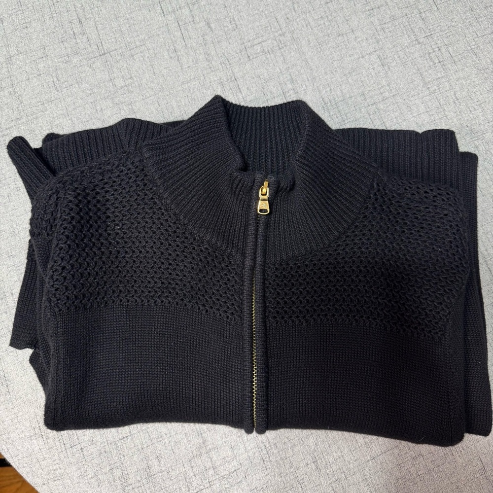 Ralph Lauren Rack Stitch Mockneck Sweater Dress Black Cotton Size Medium - Picture 12 of 12